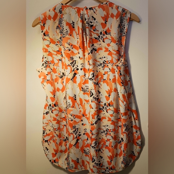 DKNYC Sleeveless Tunic Blouse size XL, orange and black, perfect for Spring - Picture 2 of 7